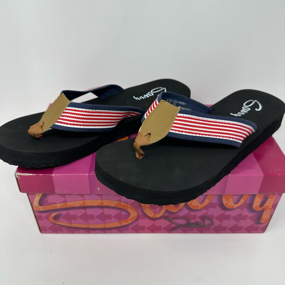 NEW!! Savvy Flip Flops Webby 6384 Women's Patriotic Pattern